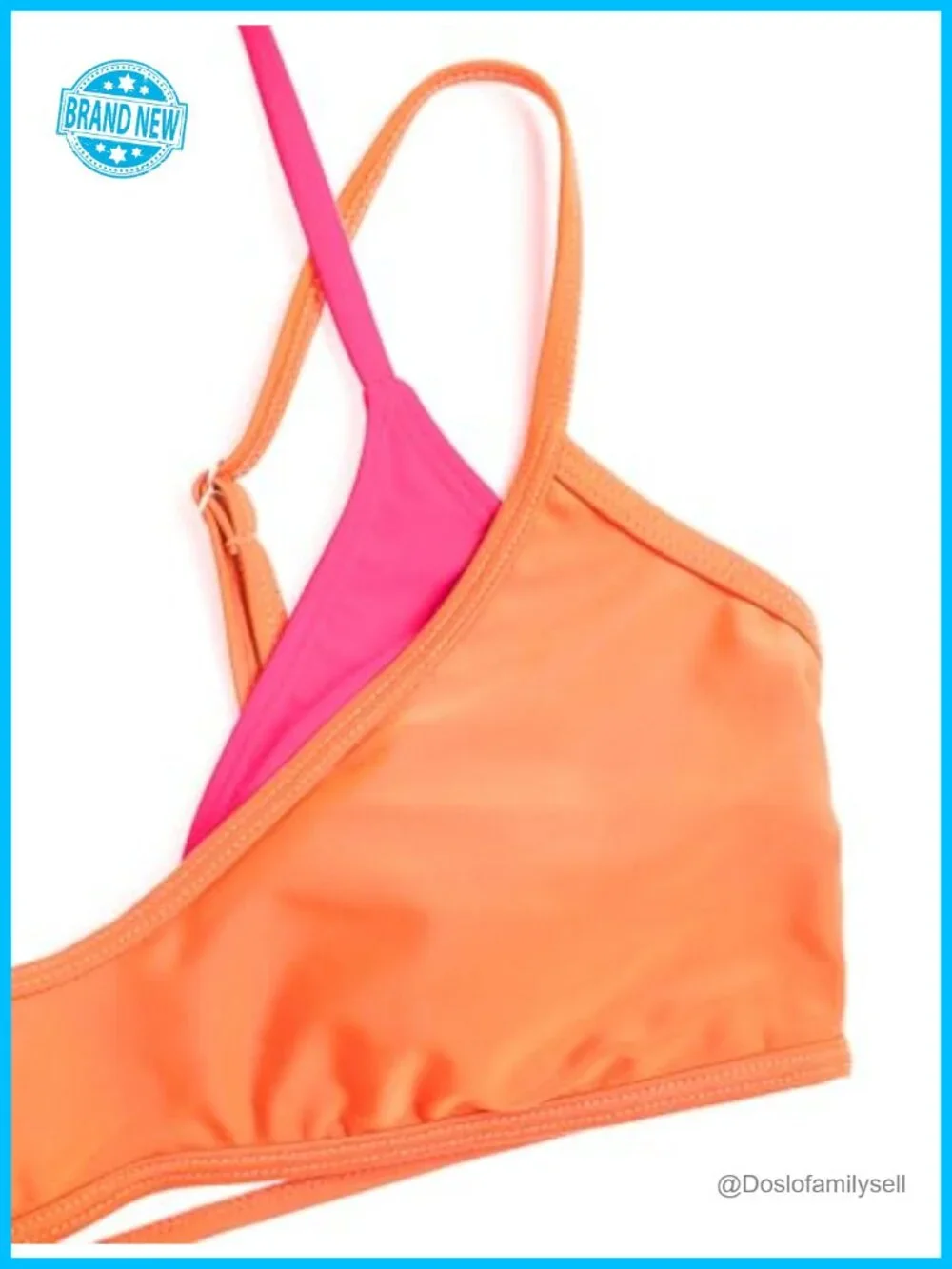 Women's Polka Dot Bikini Set Double Layer Halter Swimsuit Colorblock Side Tie 2